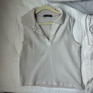 Brandy Melville Cream Collared Top